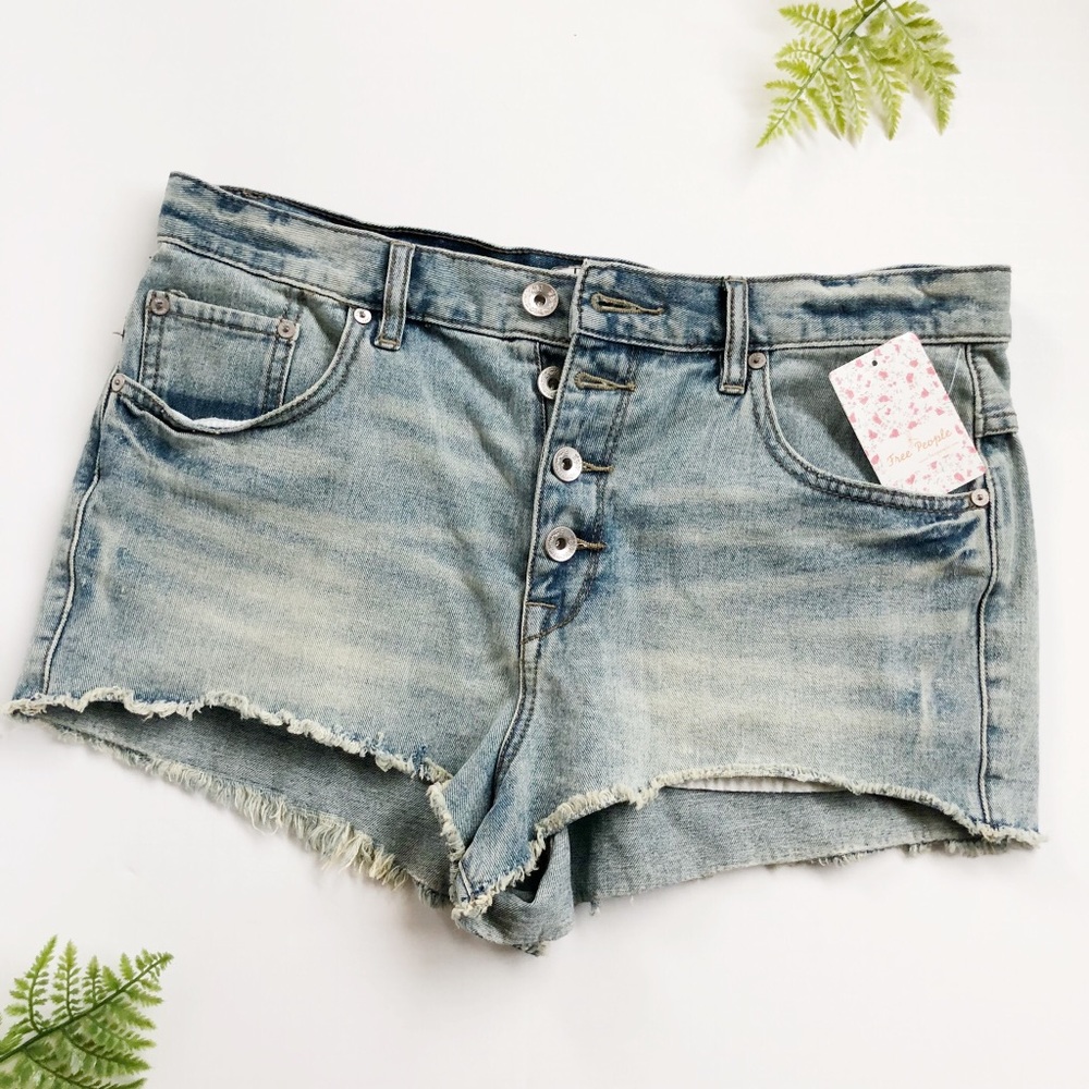 Free People Mid Rise Denim Cutoff Shorts